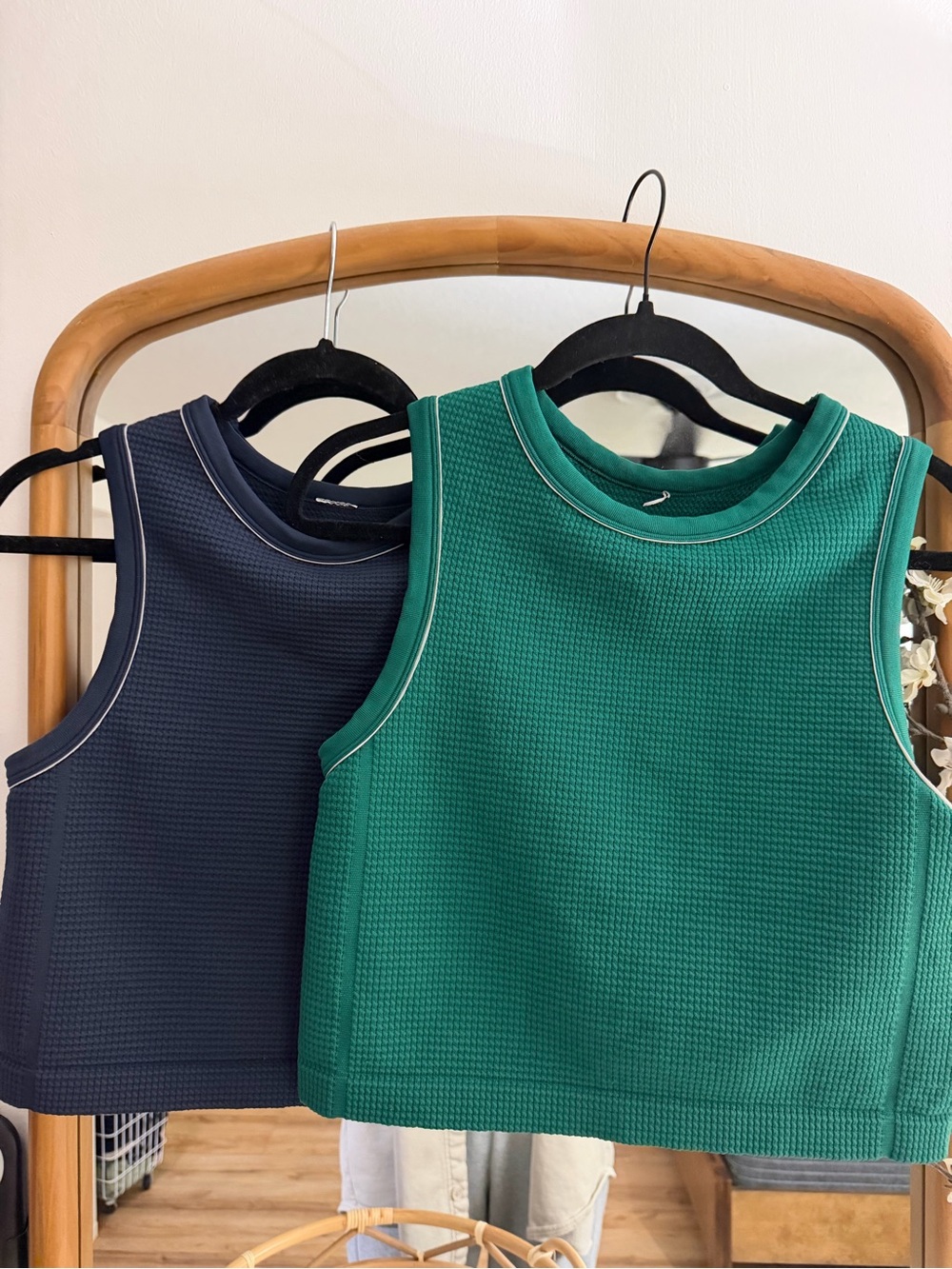 2 All In Motion Cropped Active Tanks - Green & Navy Sleeveless